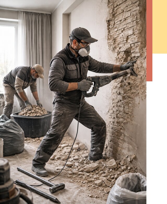 Демонтаж декоративного камня в Орске от 1499 руб/м² — быстро и недорого | ОТДЕЛОЧНИК-Рск