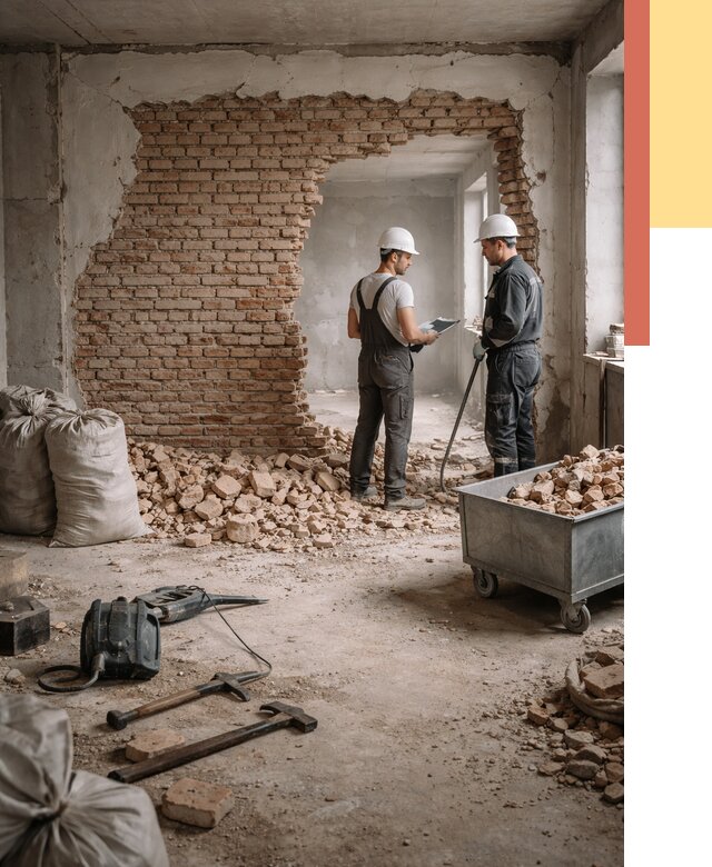 Демонтаж кирпичных стен в Орске от 4343 руб. — быстро, недорого, под ключ | ОТДЕЛОЧНИК-Рск