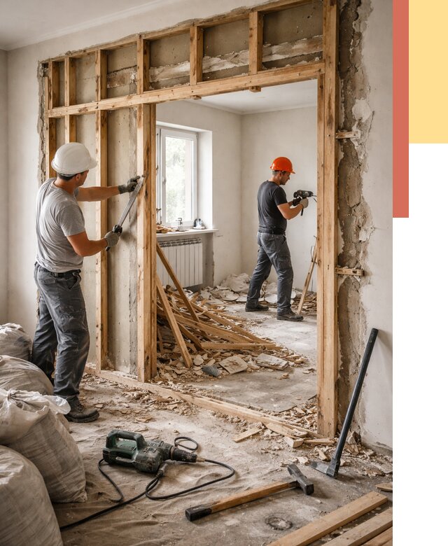 Демонтаж деревянных перегородок в Орске от 3309 руб. — быстро и недорого | ОТДЕЛОЧНИК-Рск