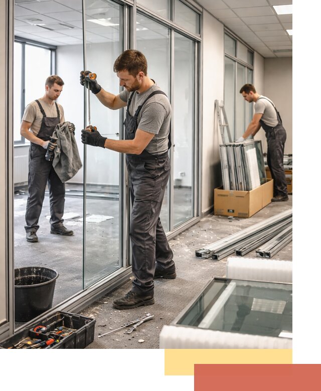 Демонтаж стеклянных перегородок в Орске быстро и безопасно