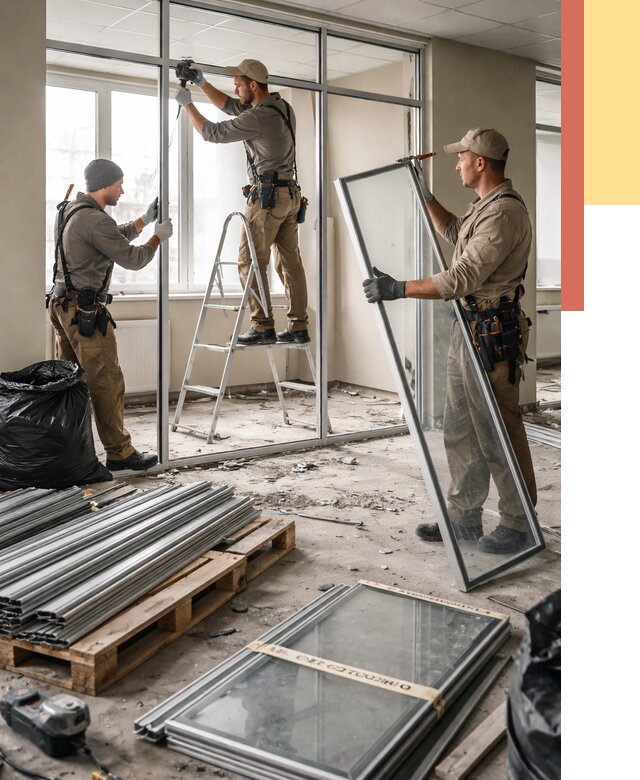 Демонтаж алюминиевых перегородок в Орске от 4343 руб. — быстро и недорого | ОТДЕЛОЧНИК-Рск