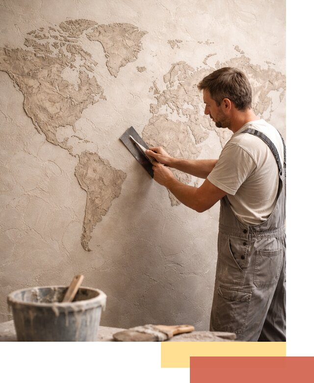 Декоративная штукатурка «Карта мира» под ключ в Орске