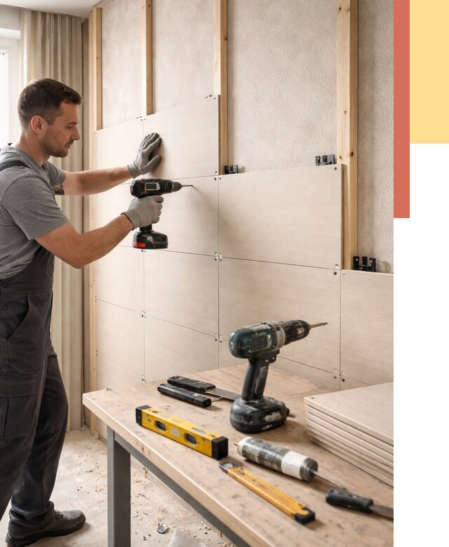 Монтаж МДФ панелей на стены в Орске от 1293 руб. под ключ | ОТДЕЛОЧНИК-Рск