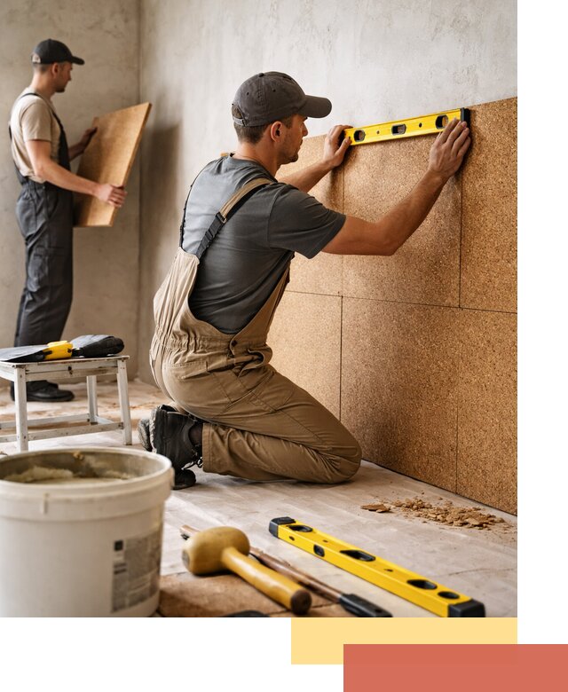 Монтаж пробковых панелей на стены в Орске быстро и качественно