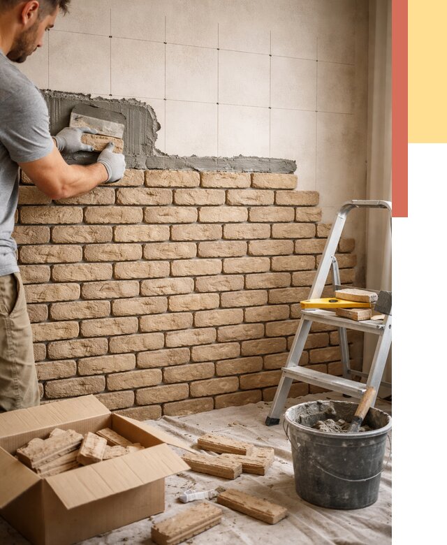 Монтаж декоративного кирпича в Орске от 3309 руб./м² — быстро и недорого | ОТДЕЛОЧНИК-Рск