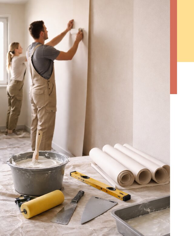 Поклейка бумажных обоев в Орске от 5687 руб./м2 — быстро и недорого | ОТДЕЛОЧНИК-Рск