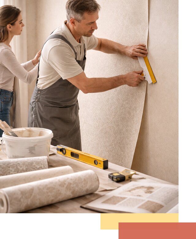 Поклейка обоев с подбором рисунка в Орске