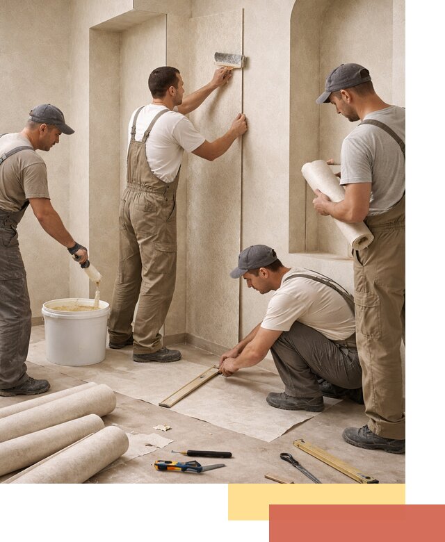 Поклейка обоев на сложные стены и неровные поверхности в Орске