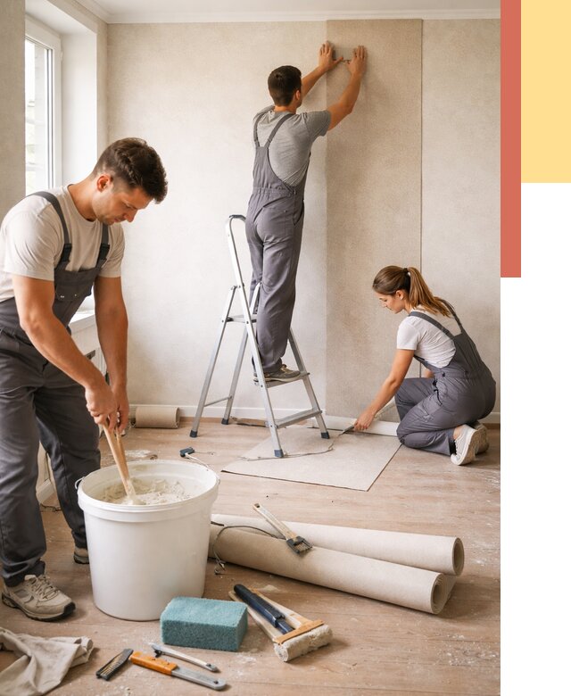 Оклейка стен обоями в Орске от 3619 руб/м2 — быстро и недорого | ОТДЕЛОЧНИК-Рск