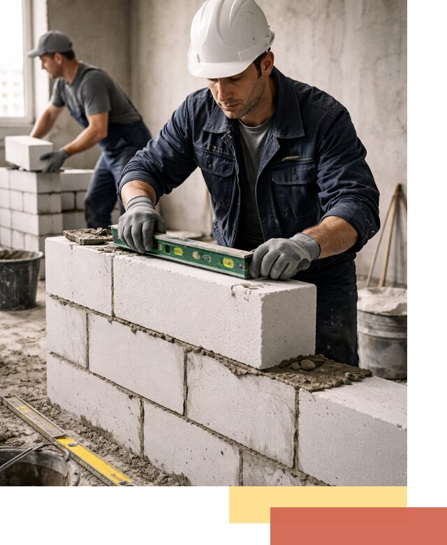 Кладка перегородок из пеноблока под ключ в Орске