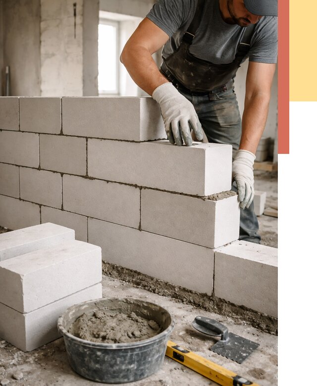 Кладка перегородок из силикатного блока в Орске от 4136 руб. под ключ | ОТДЕЛОЧНИК-Рск