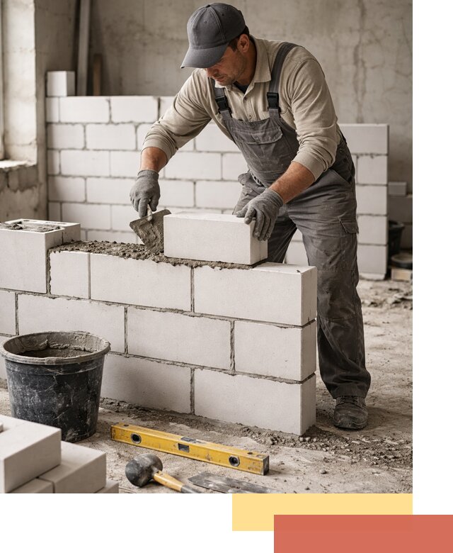 Кладка перегородок из силикатного блока в Орске