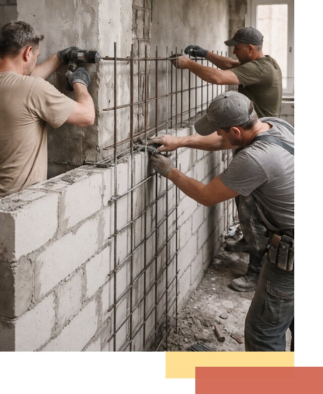 Армирование кладки перегородок в Орске профессионально и надёжно