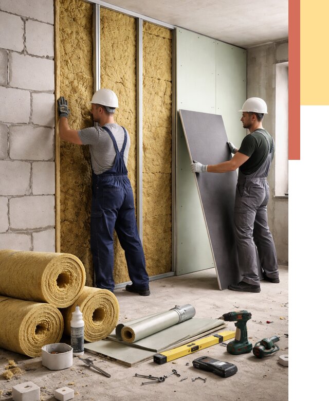 Шумоизоляция перегородок из блоков в Орске от 1913 руб./м² — быстро и недорого | ОТДЕЛОЧНИК-Рск