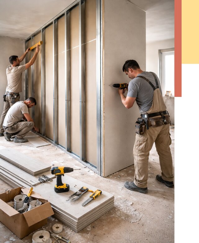 Монтаж однослойной перегородки из гипсокартона в Орске от 672 руб. | ОТДЕЛОЧНИК-Рск