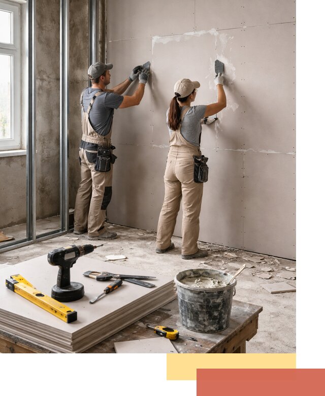 Монтаж двухслойной перегородки из гипсокартона в Орске