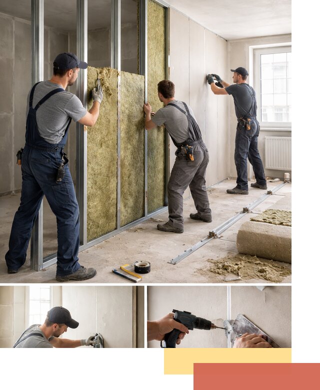 Перегородка из гипсокартона с шумоизоляцией в Орске — монтаж под ключ