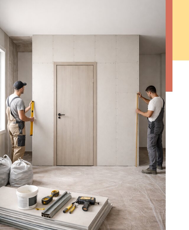 Перегородка из гипсокартона с дверью в Орске от 4653 руб. под ключ | ОТДЕЛОЧНИК-Рск