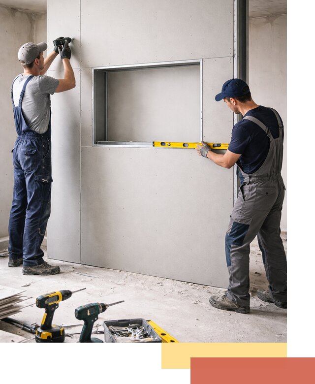 Перегородка из гипсокартона с нишей под декор в Орске