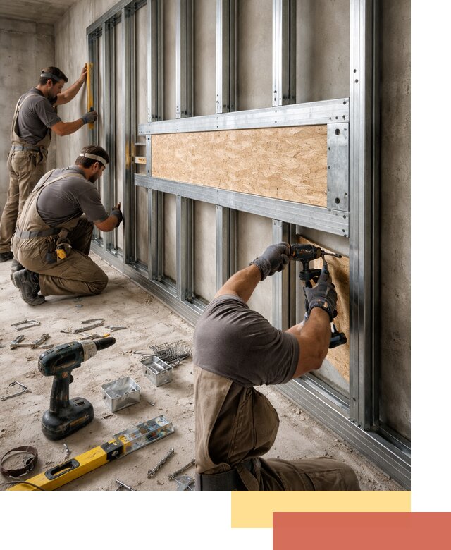 Усиленная перегородка для крепления тяжёлых конструкций в Орске