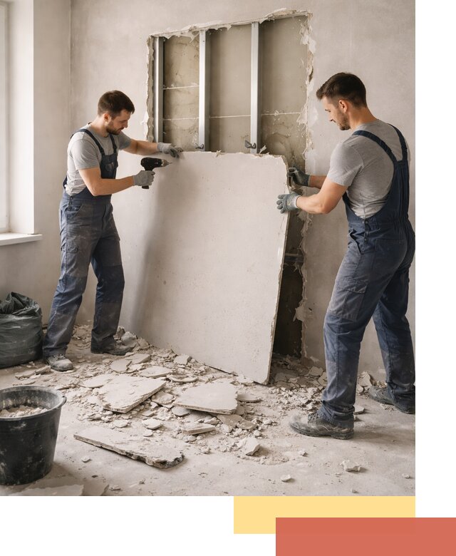 Демонтаж перегородки из гипсокартона в Орске быстрый и аккуратный