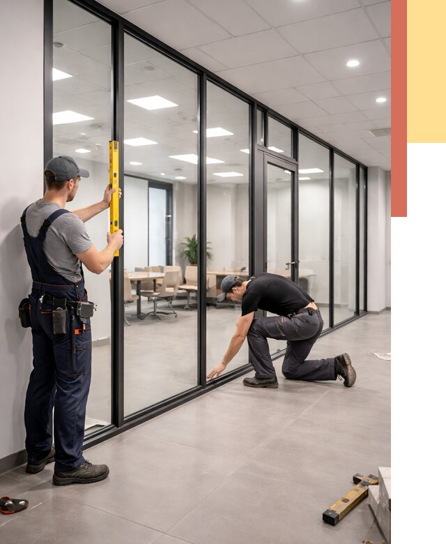 Каркасные стеклянные перегородки в Орске под ключ от 9513 руб. | ОТДЕЛОЧНИК-Рск