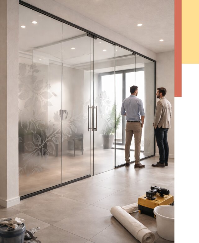 Стеклянные перегородки с рисунком в Орске от 12925 руб. монтаж и нанесение | ОТДЕЛОЧНИК-Рск