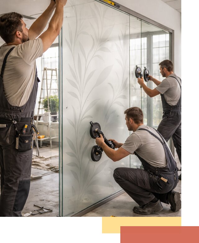 Стеклянные перегородки с рисунком на заказ в Орске