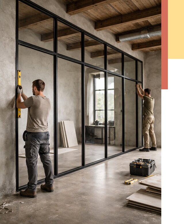 Стеклянные перегородки лофт в Орске от 10857 руб. под ключ | ОТДЕЛОЧНИК-Рск