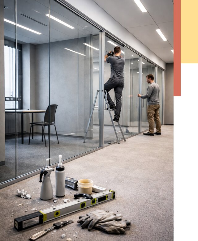 Стеклянные офисные перегородки в Орске от 8789 руб. — монтаж и установка | ОТДЕЛОЧНИК-Рск