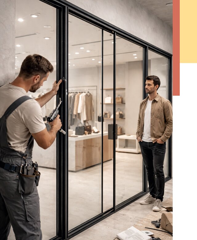 Стеклянные перегородки для магазинов в Орске от 8479 руб. под ключ | ОТДЕЛОЧНИК-Рск