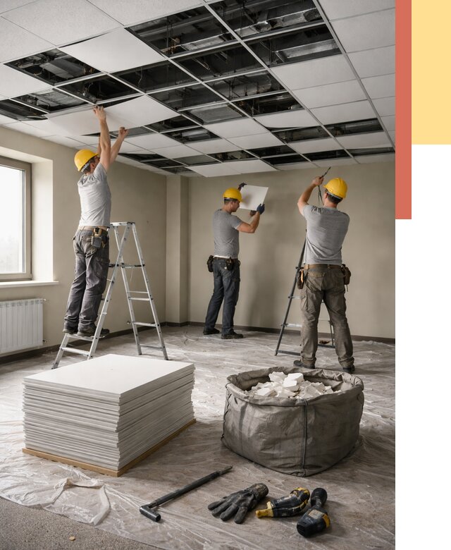 Демонтаж потолка Армстронг в Орске от 4653 руб. быстро и недорого | ОТДЕЛОЧНИК-Рск