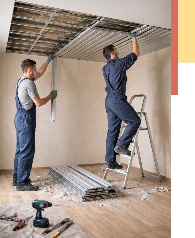 Демонтаж реечного потолка в Орске от 4653 руб. быстро и недорого | ОТДЕЛОЧНИК-Рск