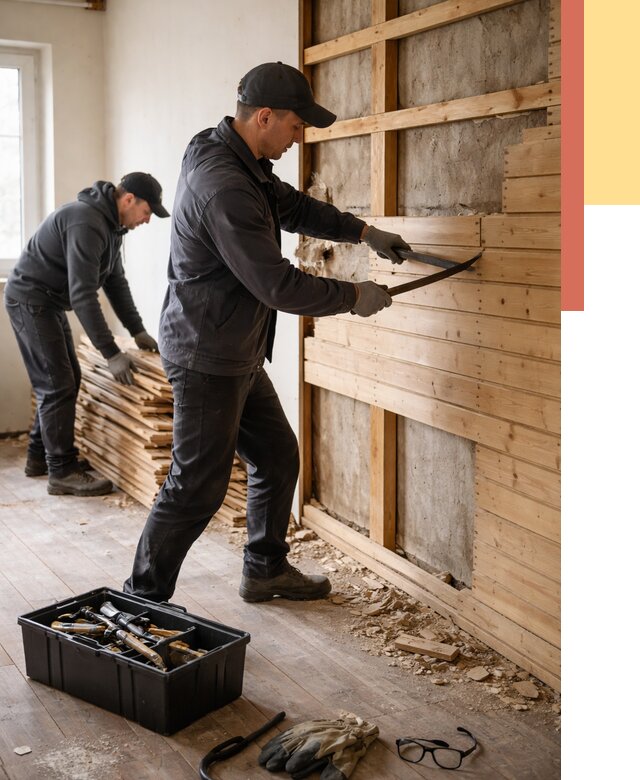 Демонтаж вагонки в Орске от 3929 руб/м2 — быстро и недорого | ОТДЕЛОЧНИК-Рск