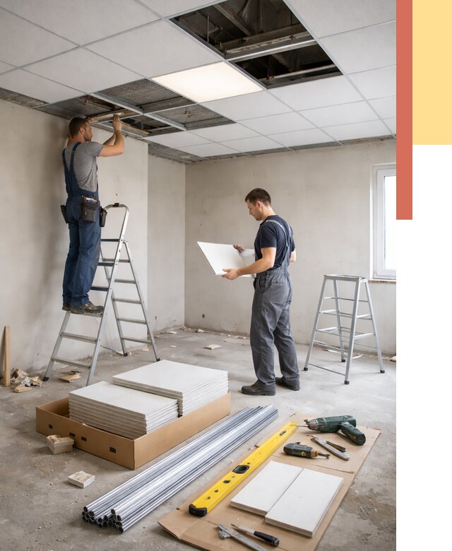 Монтаж потолка армстронг в Орске от 4653 руб/м2 — быстрая установка под ключ | ОТДЕЛОЧНИК-Рск