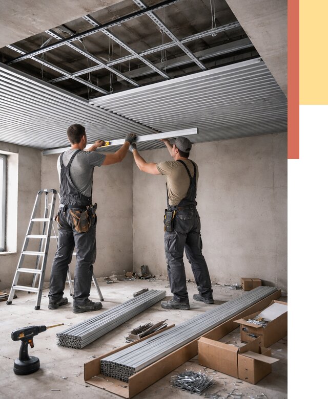 Монтаж реечного потолка в Орске от 4653 руб. под ключ | ОТДЕЛОЧНИК-Рск