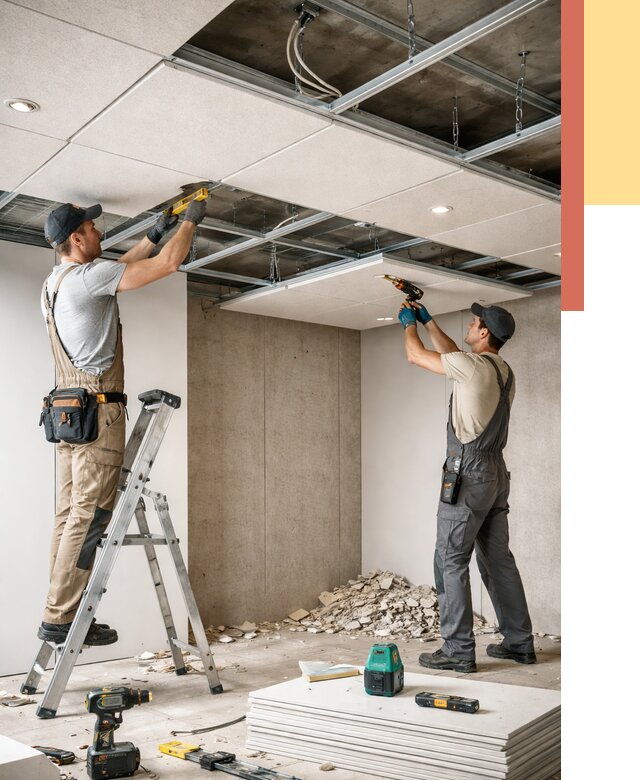 Монтаж акустического потолка в Орске от 6721 руб/м2 — быстро и недорого | ОТДЕЛОЧНИК-Рск