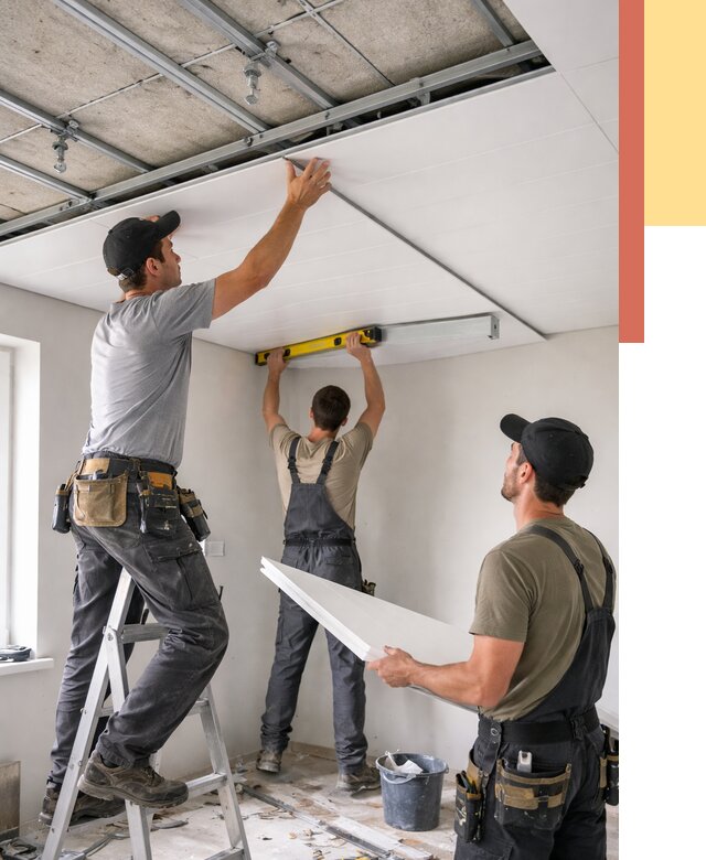 Монтаж потолка из ПВХ панелей в Орске от 3619 руб./м2 — быстро и недорого | ОТДЕЛОЧНИК-Рск