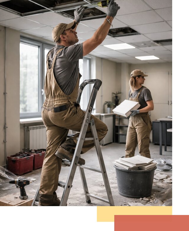 Ремонт потолка Армстронг и замена плит в Орске