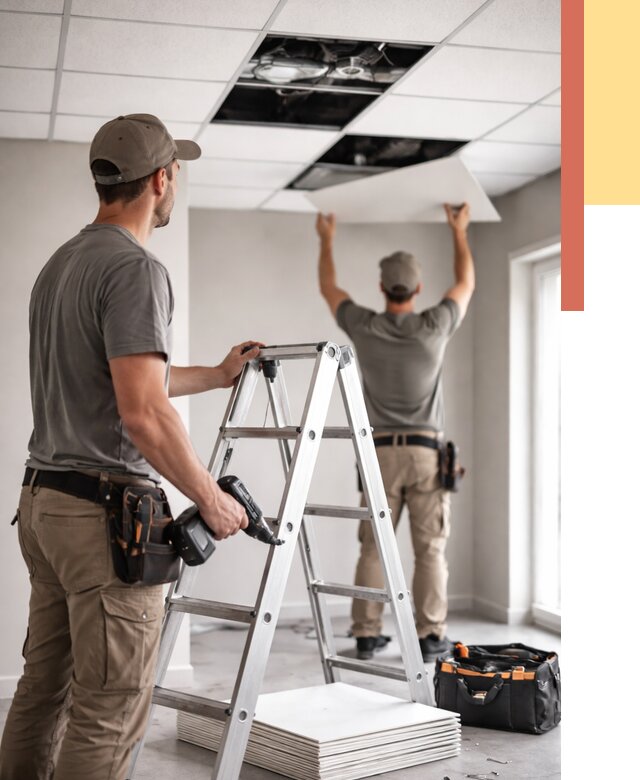 Обслуживание подвесного потолка в Орске от 3619 руб. — быстро и недорого | ОТДЕЛОЧНИК-Рск