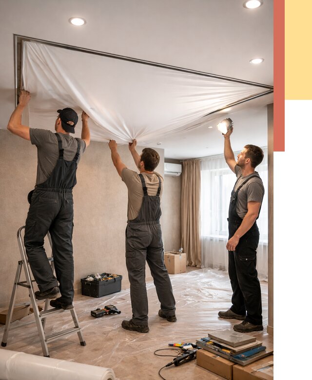 Монтаж ПВХ натяжного потолка в Орске от 3619 руб. под ключ | ОТДЕЛОЧНИК-Рск