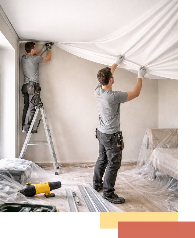 Монтаж тканевого натяжного потолка в Орске недорого и быстро