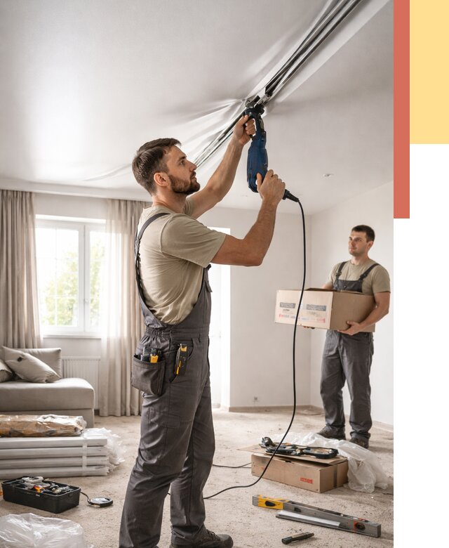 Монтаж сатинового натяжного потолка в Орске от 3619 руб. | Быстро, недорого — ОТДЕЛОЧНИК-Рск