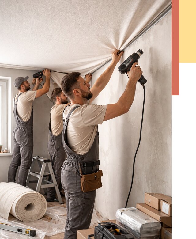 Монтаж фактурного натяжного потолка в Орске от 776 руб. — ОТДЕЛОЧНИК-Рск