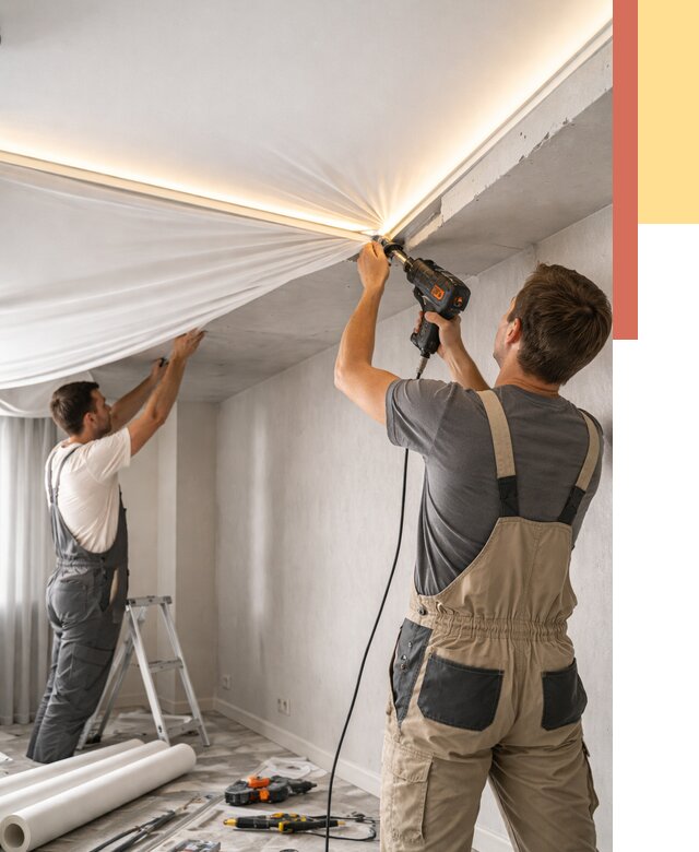 Монтаж натяжного потолка с подсветкой в Орске от 982 руб. | ОТДЕЛОЧНИК-Рск