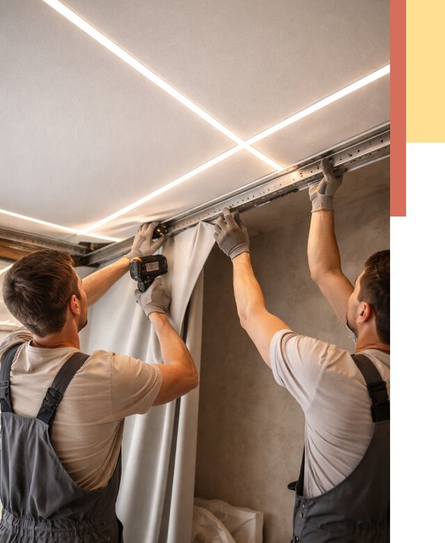 Монтаж натяжного потолка со световыми линиями в Орске от 1241 руб. | ОТДЕЛОЧНИК-Рск