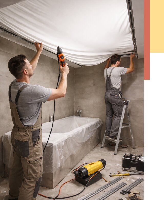 Монтаж натяжного потолка в ванной в Орске от 1241 руб. под ключ | ОТДЕЛОЧНИК-Рск