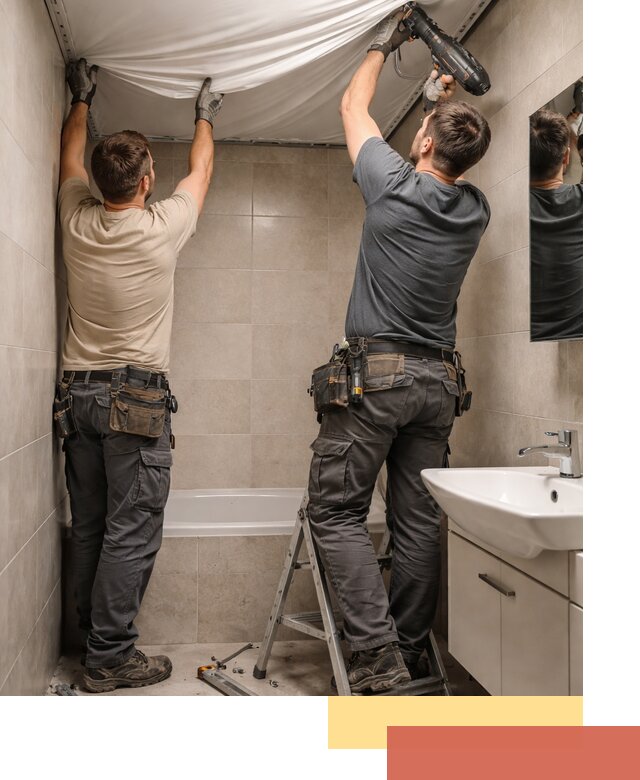 Монтаж натяжного потолка в ванной в Орске быстро и качественно