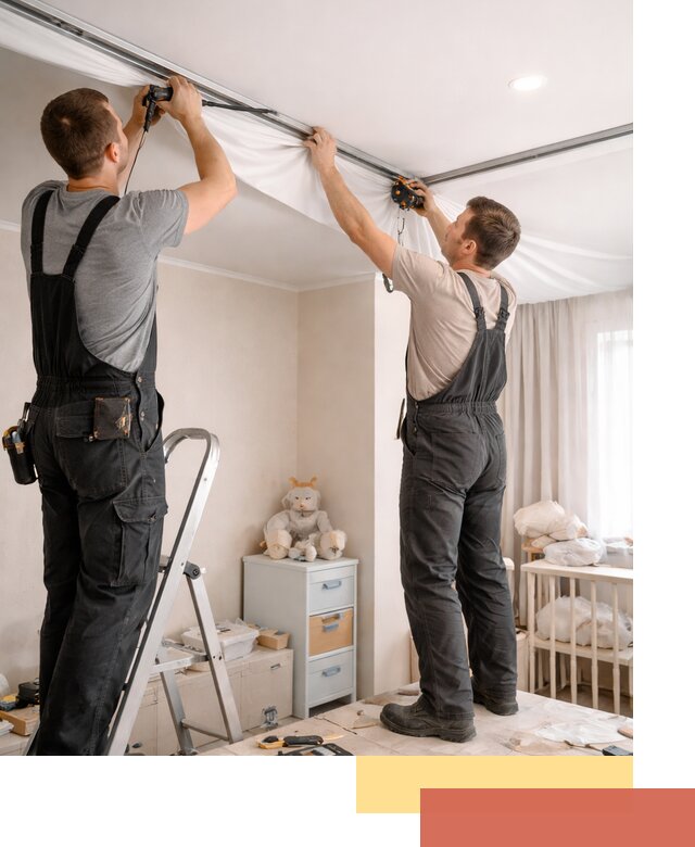 Монтаж натяжного потолка в детской комнате в Орске