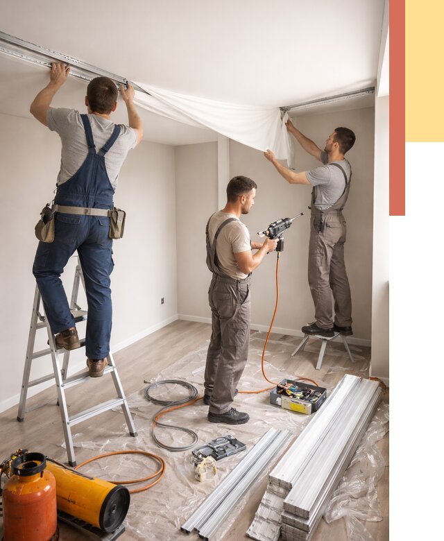 Монтаж натяжного потолка в студии в Орске от 5687 руб. — быстро и недорого | ОТДЕЛОЧНИК-Рск